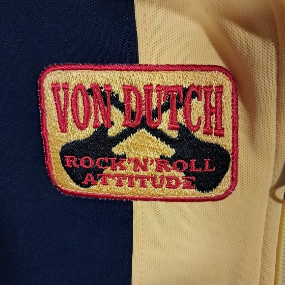 Vintage 2000s Von Dutch Full Zip Track Jacket Yellow Retro Y2K Biker Baddie - Picture 9 of 13